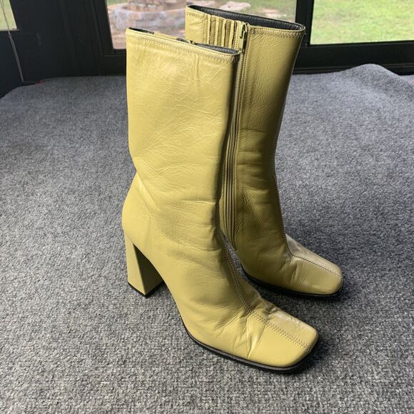 BY FAR Leather Boots High Heel Side Zip Mid Calf Made Portugal Size 40 EU / 9 US - Picture 2 of 14